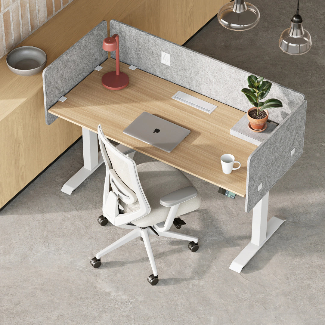 Lifestyle02_Tria_SD_Panels_Woodgrain_White_TopDown2 Standing Desk Panels - Image 1